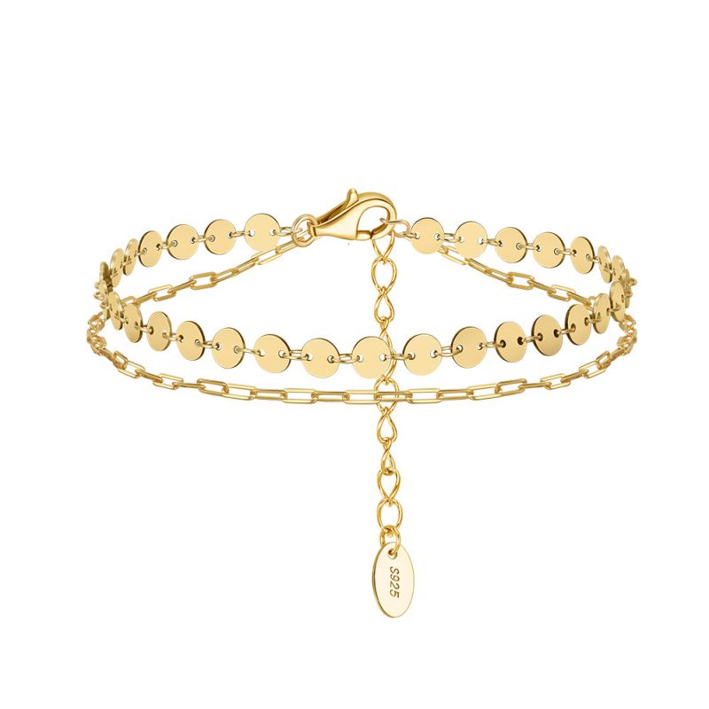Platinum Plating 2.5g Silver Disc Double Bracelet