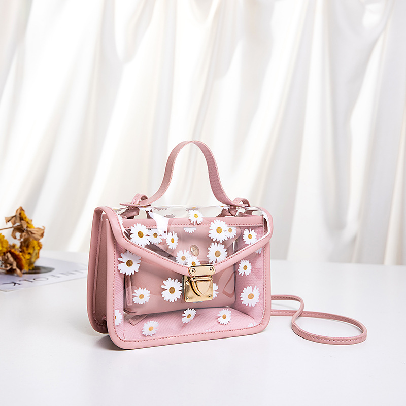 Black Pvc Printed Flap Crossbody Bag