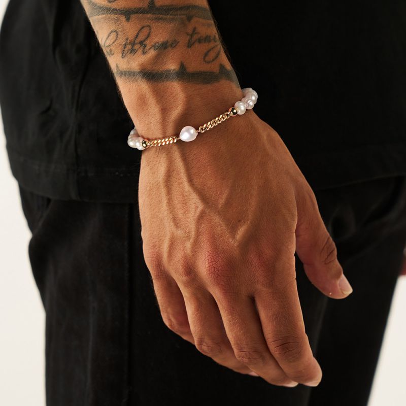 925 Sterling Silver + Electroplated Platinum + 6-7mm Natural Freshwater Pearls Length:20.5cm Approx. Weight:11.82g Silver Pearl Beaded Bracelet