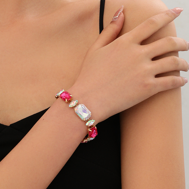 Pulsera Cuadrada De Aleación De Diamantes