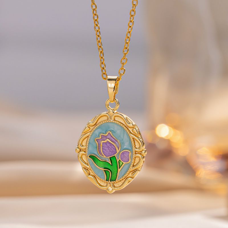 Collar De Flores De Acero De Titanio