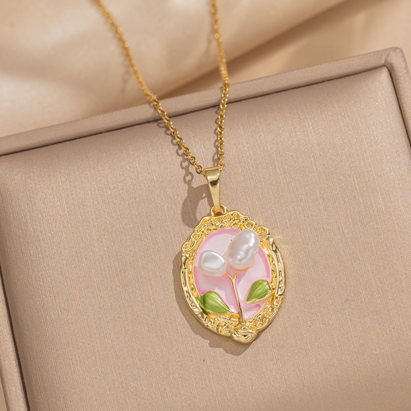 Collar De Flores De Perla De Cobre