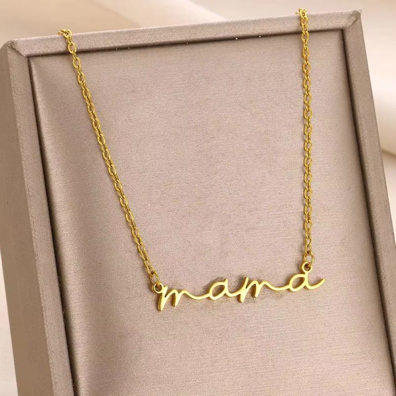 Silver 2 Stainless Steel Geometric Letter Necklace