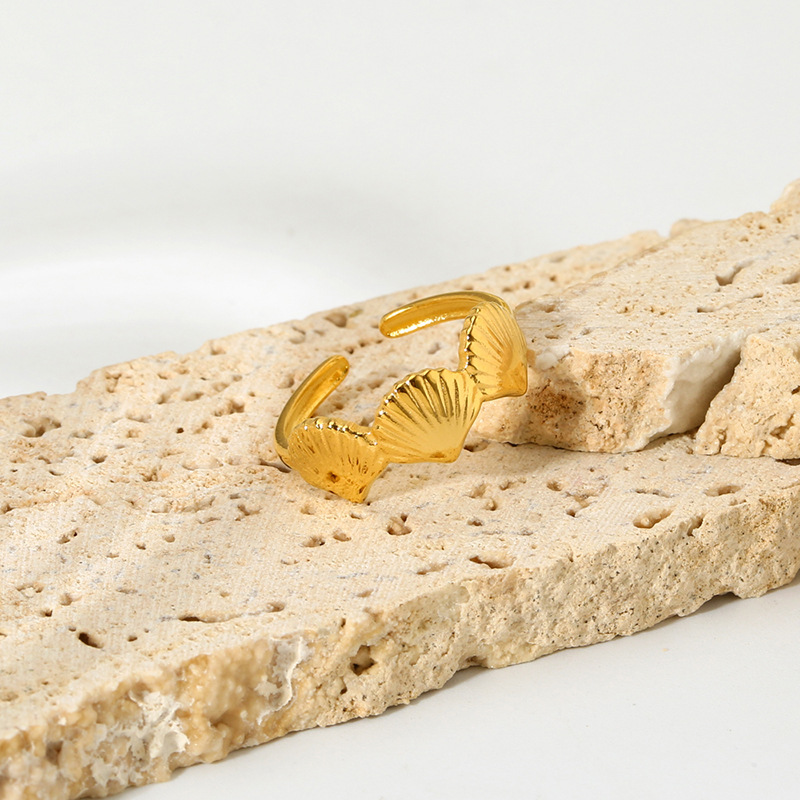 Gold Stainless Steel Shell Ring