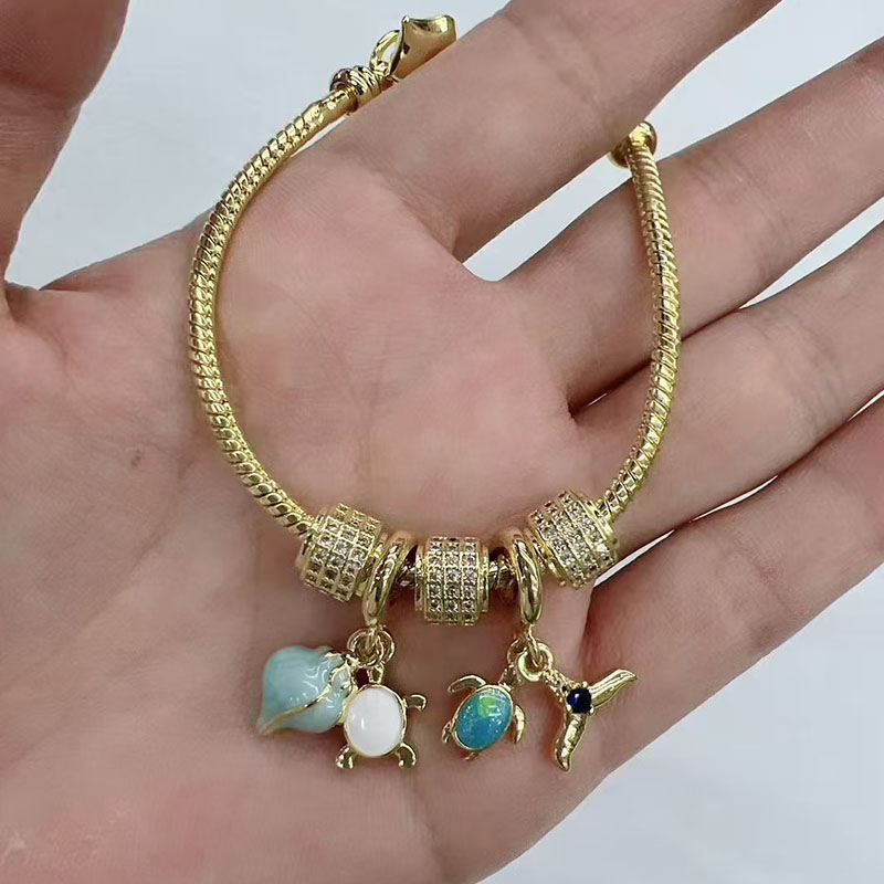 Pulsera De Cola De Pez De Tortuga De Cobre Bañada En Oro