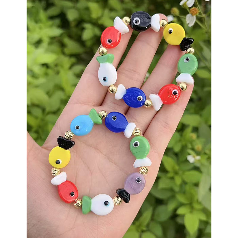 Pulsera De Pez Con Cuentas De Cobre Bañadas En Oro