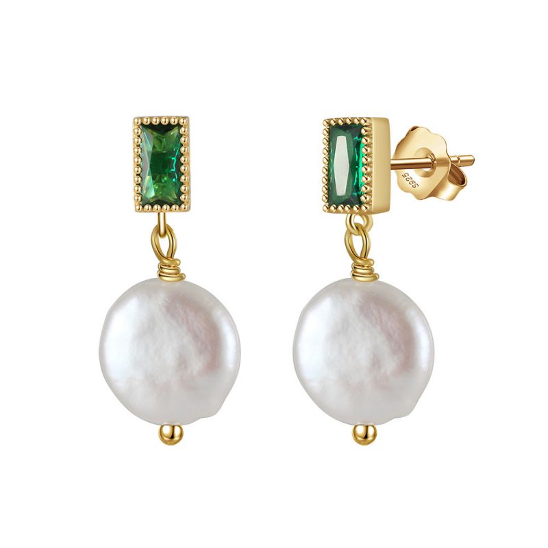 14k Gold Natural Freshwater Pearls Approximately 3.22g Silver And Diamond Pearl Earrings