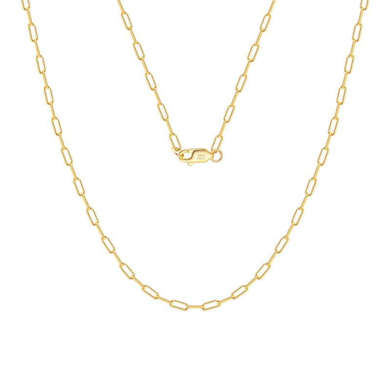 14k Gold Plating 40cm Long About 1.48g Silver Geometric Chain Necklace
