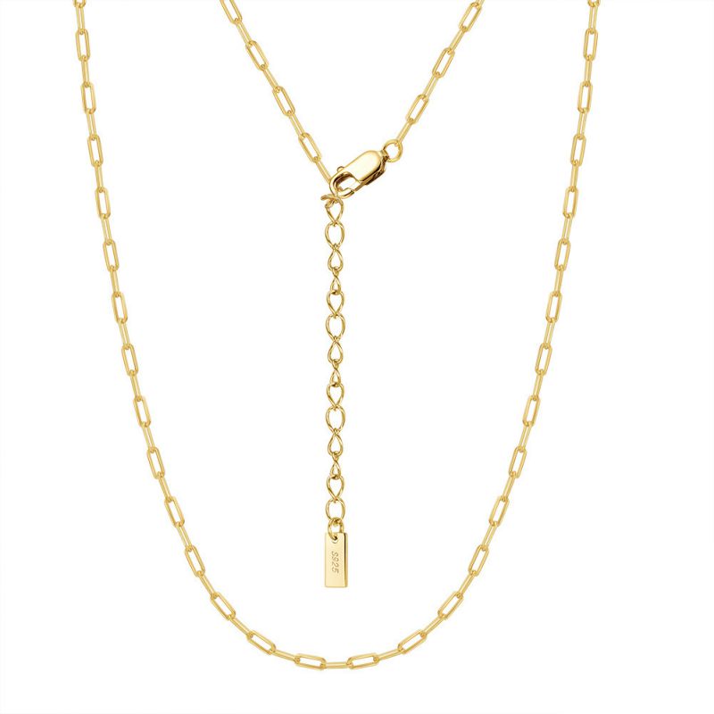 14k Gold Length 35+5 Weight About 1.66g Silver Geometric Chain Necklace