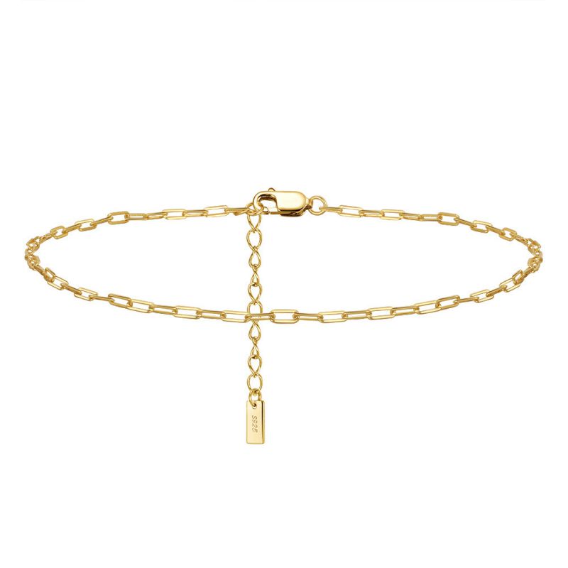 14k Gold Plating Silver Geometric Chain Anklet