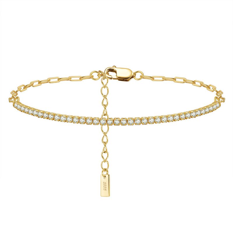 14k Gold Silver And Diamond Claw Chain Bracelet