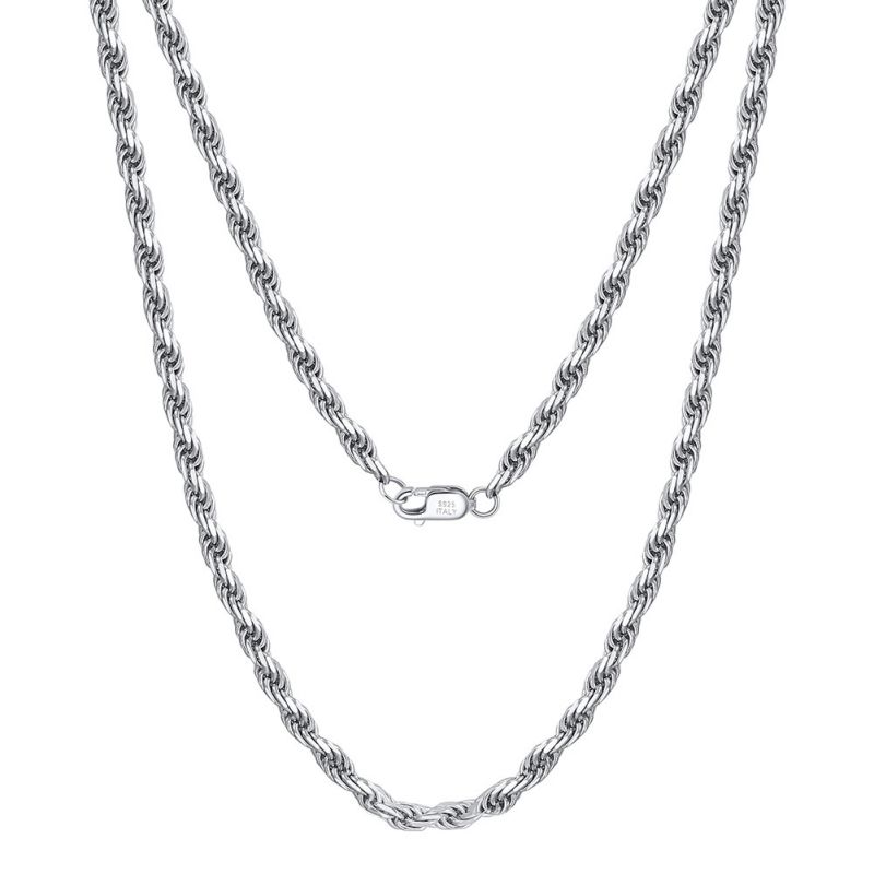 18k Gold Length:40cm Silver Twist Chain Necklace For Men