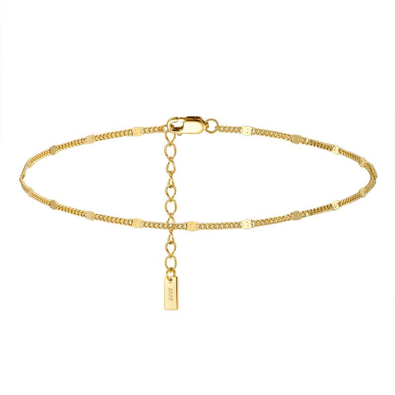 14k Gold Silver Spacer Chain Anklet