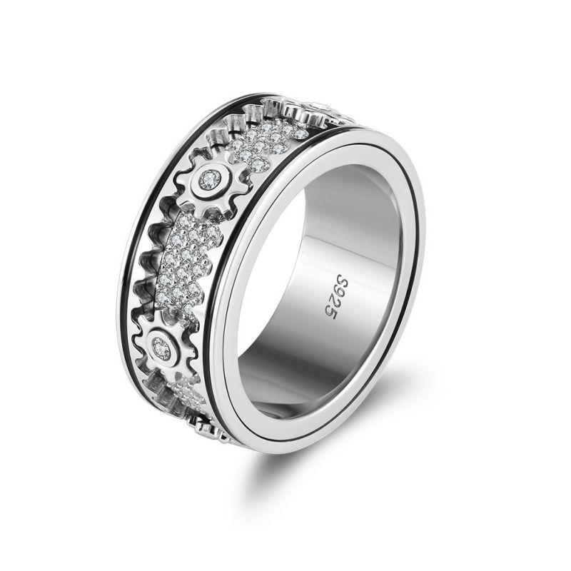 Plating:platinum Silver Round Diamond Ring