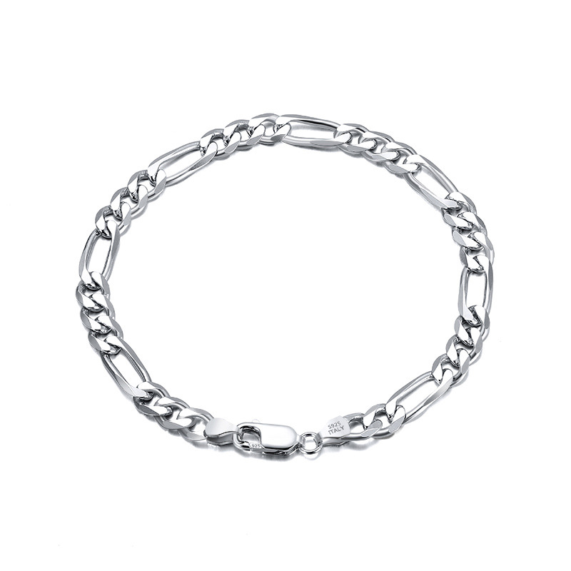 Width 3.3mm Platinum Length:16.5cm Weight:2.46g Silver Geometric Chain Bracelet