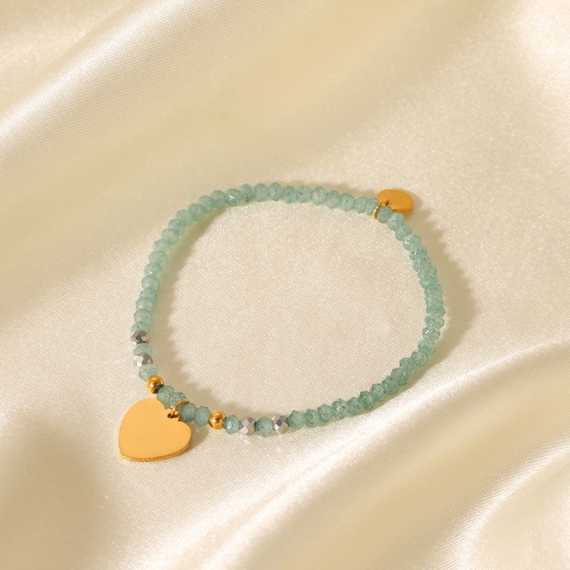 Pulsera De Acero Inoxidable Con Cuentas De Corazón