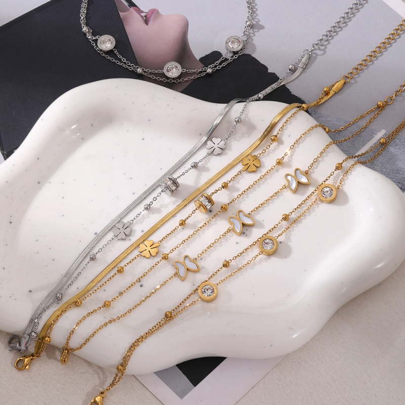 Gold 1 Titanium Steel Double Shell Butterfly Anklet