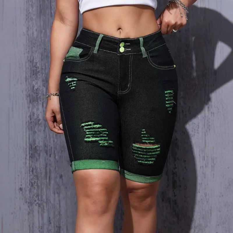 Pantalones Cortos De Mezclilla Rotos