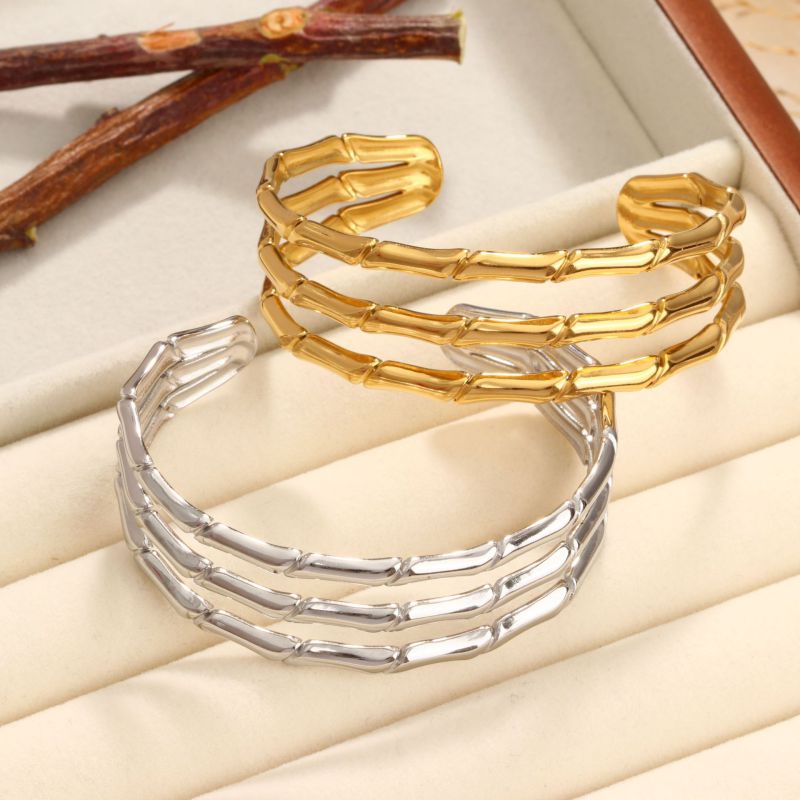 Pulsera De Bambú De Acero Inoxidable