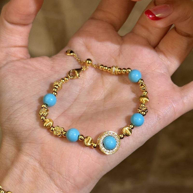 Pulsera Envolvente De Turquesa Y Diamantes