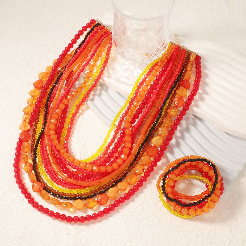 Pulsera De Cuentas Multicapa De Resina