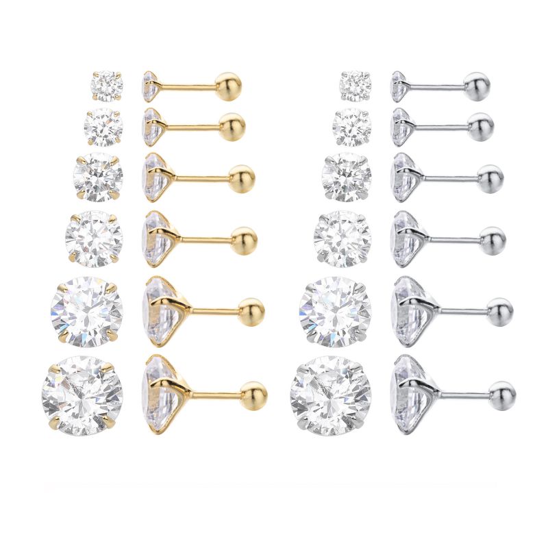 6m-925 Silver With Platinum Plating Silver Round Diamond Earrings