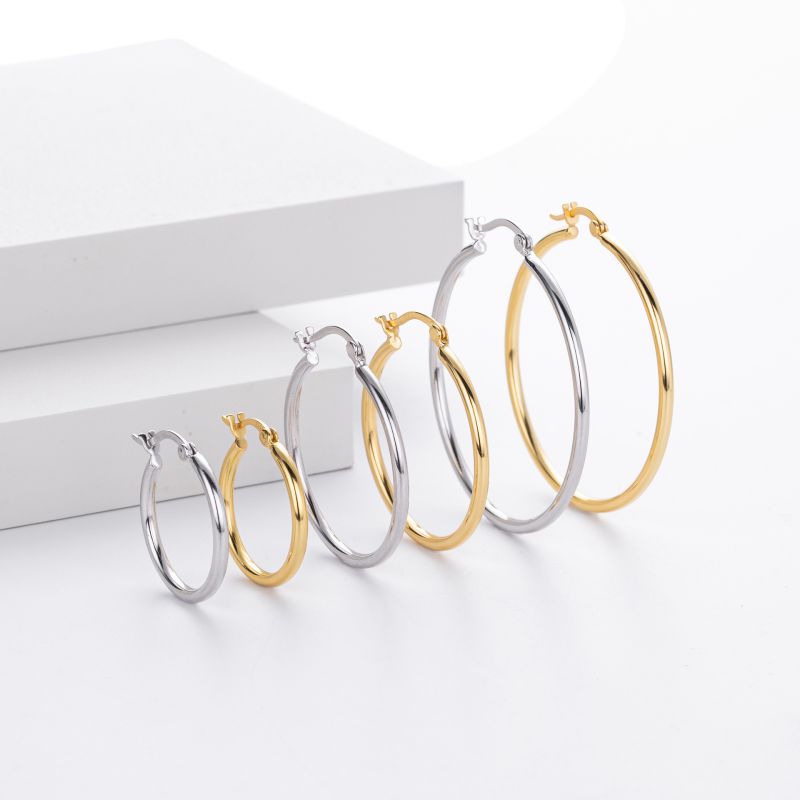 925 Silver Plated With Platinum 20mm Silver Round Earrings