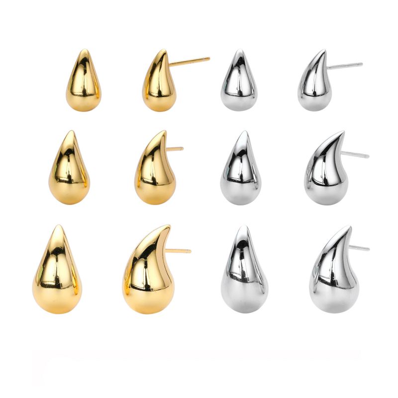 925 Silver Plated With Gold-large Silver Teardrop Earrings
