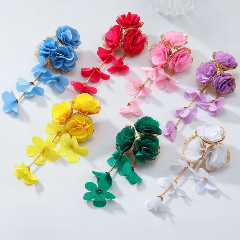 Yellow Alloy Flower Earrings