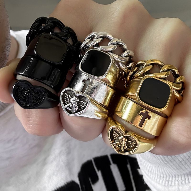 Juego De Anillos De Ángel Del Amor Con Cruz De Aleación