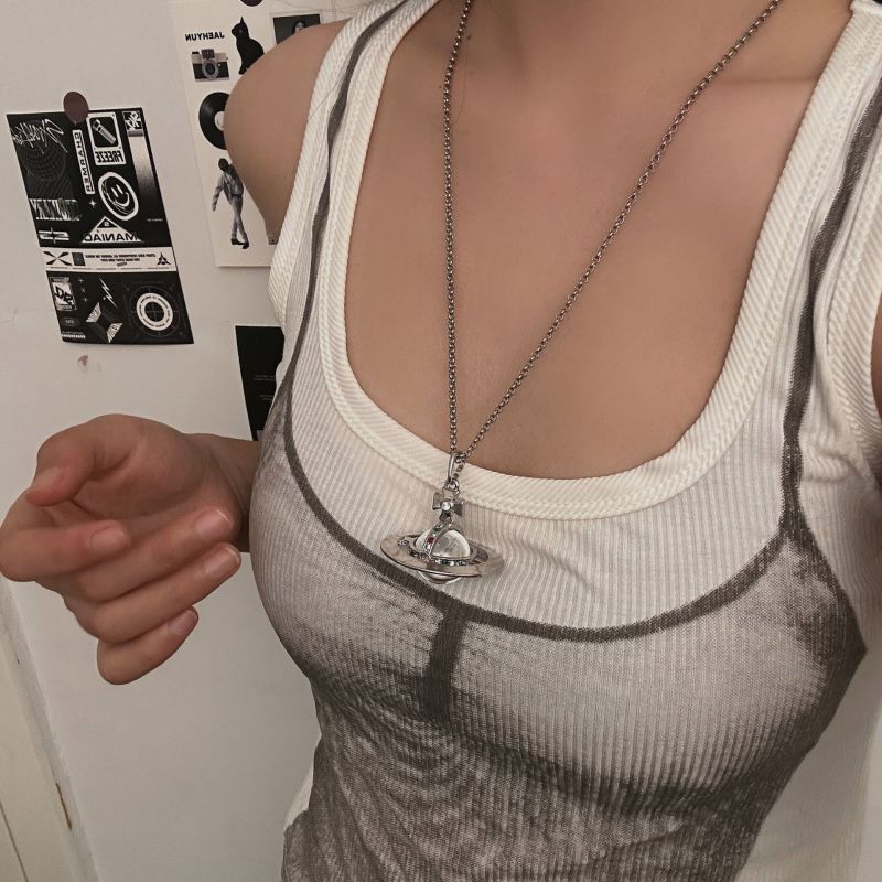 Collar De Planeta De Diamantes De Metal