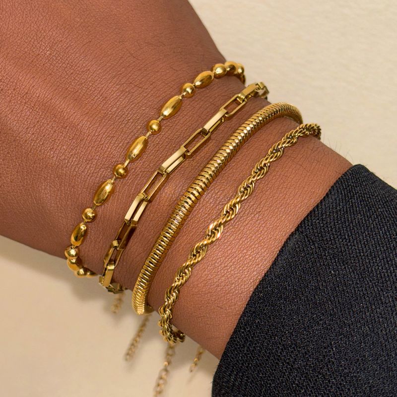 Silver Multi-layer Chain Bracelet Set
