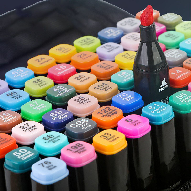 24-color Black Bag Marker Pen [return Or Exchange At Any Time If Quality Problem Occurs] 48-color Oil-based Double-headed Watercolor Marker Pen Set