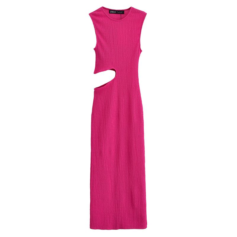 Black Round Neck Hollow Dress