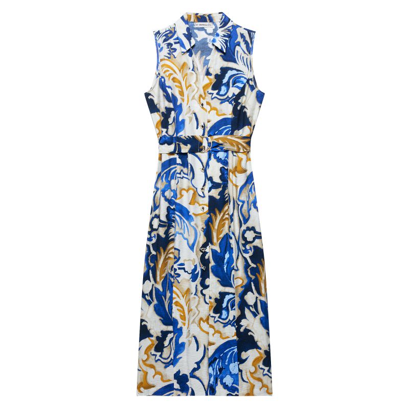 Color Printed Sleeveless Maxi Dress