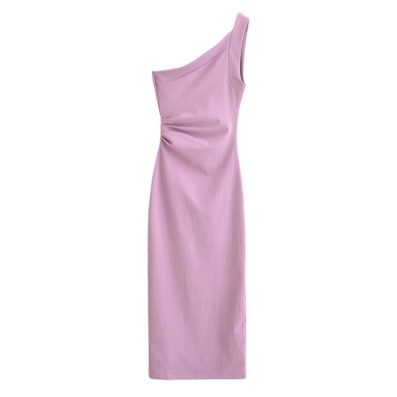Black One Shoulder Sleeveless Maxi Dress