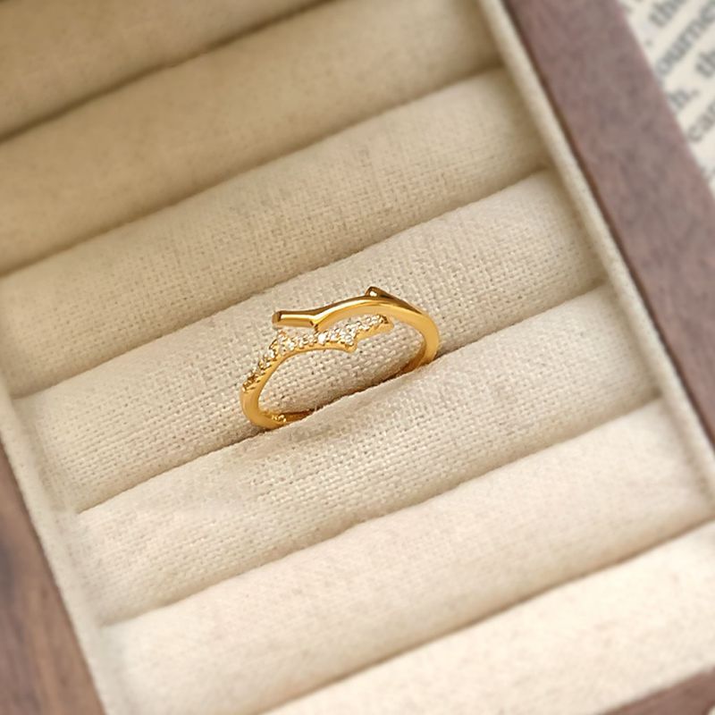 Gold Silver Diamond Branch Ring