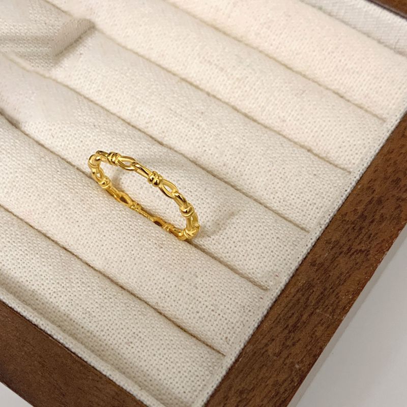 Gold Silver And Diamond Thread Knot Ring