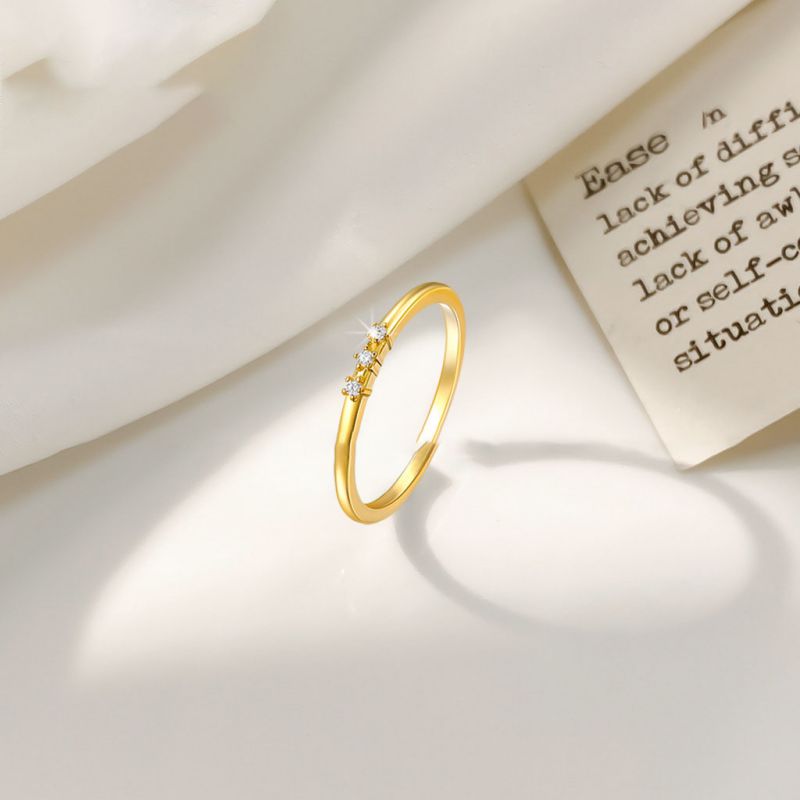 Gold Silver Round Diamond Ring