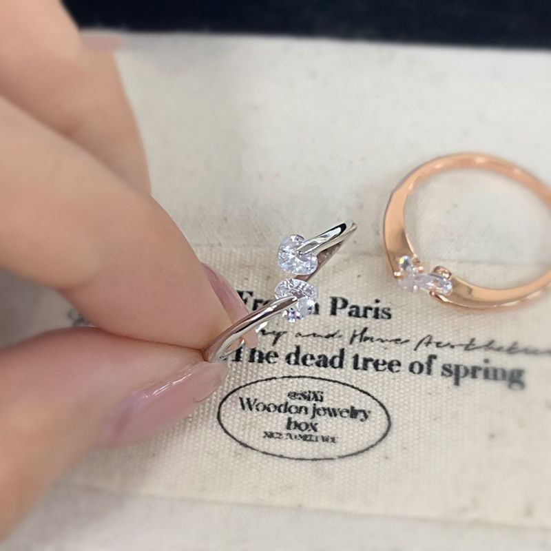 Rose Gold Heart Double Diamond Ring