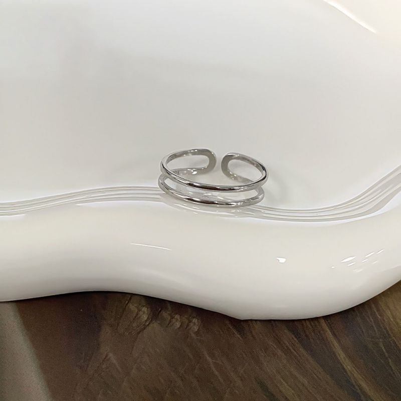 Platinum Silver Double Line Ring