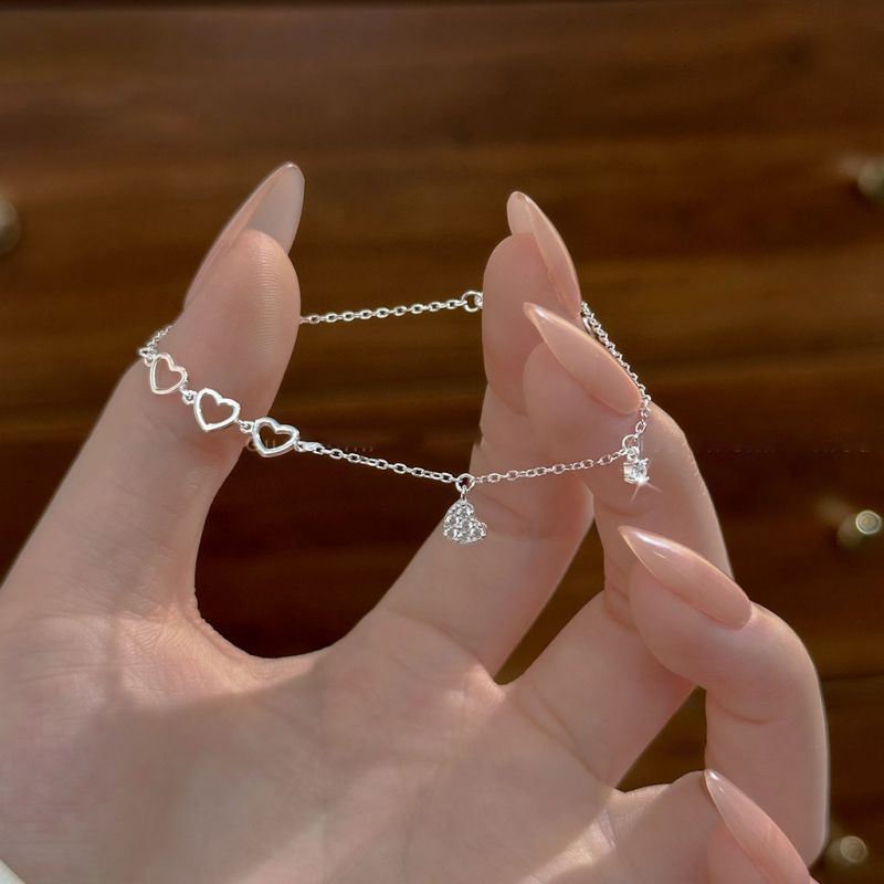 Silver Silver Hollow Heart Bracelet