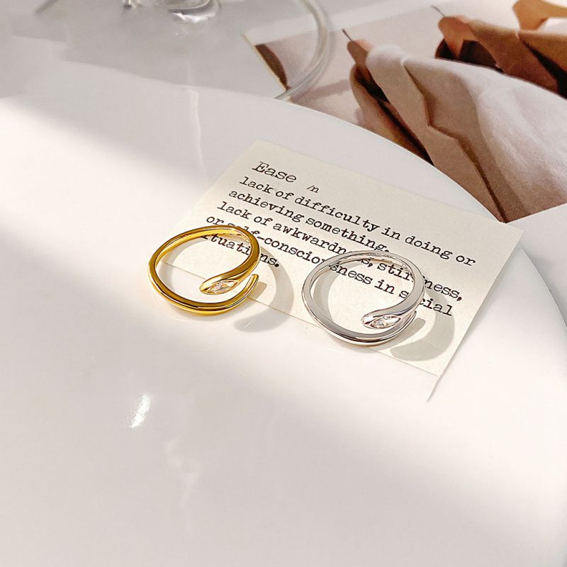 Gold Silver And Diamond Snake Open Ring