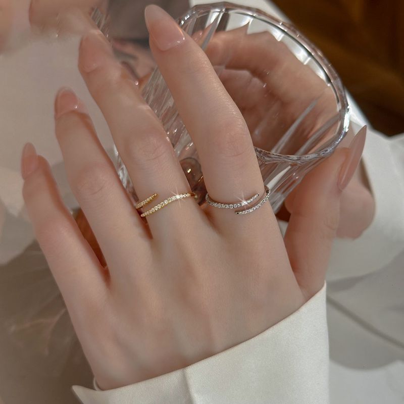 Gold Silver Diamond Irregular Ring