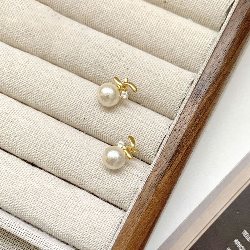 Pendientes De Perla Doble C De Plata Y Diamantes