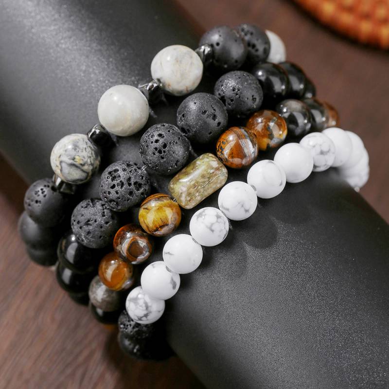 Bracelet 1# Geometric Natural Stone Beaded Men's Bracelet