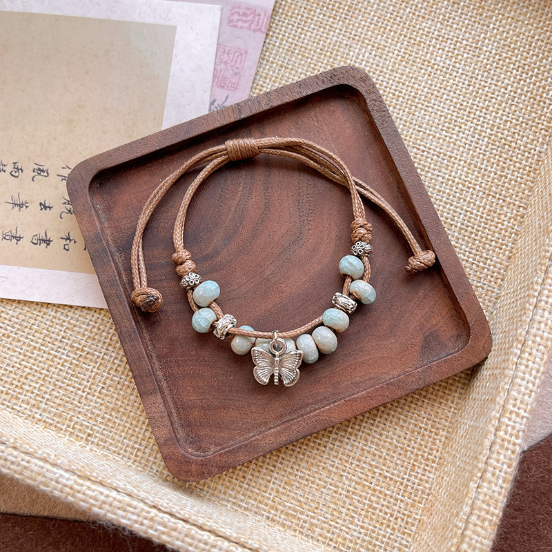 Pulsera De Mariposa Con Cuentas Geométricas De Aleación