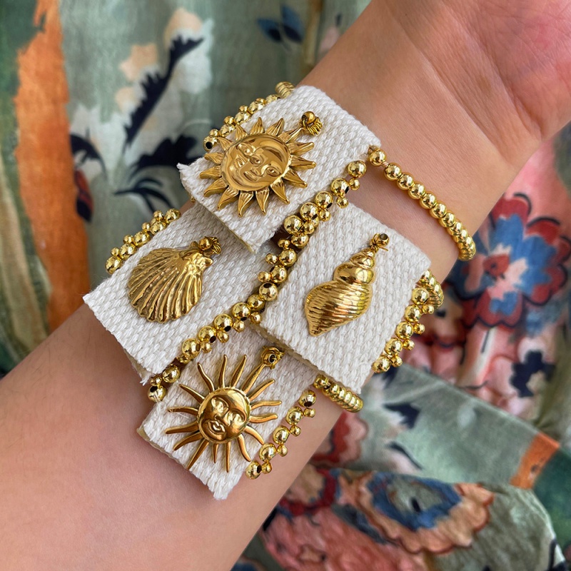 Pulsera De Cuentas Cuadradas De Cobre Tejidas Al Sol