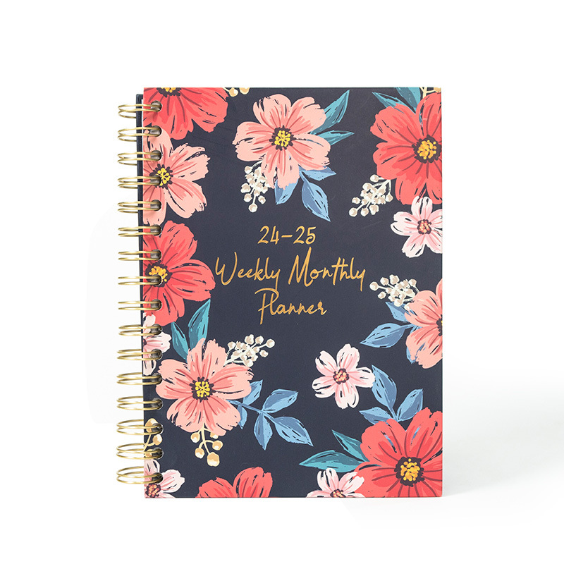 Red Flower Printed Square Coil Notebook