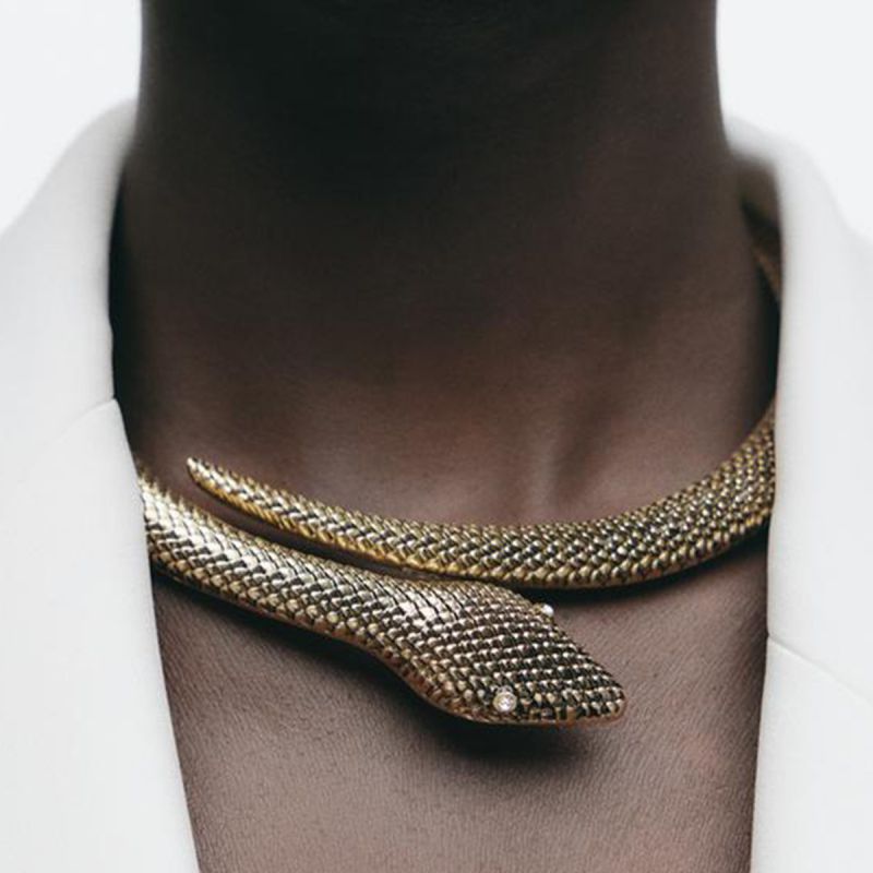 Necklace Antique Gold Alloy Snake Collar